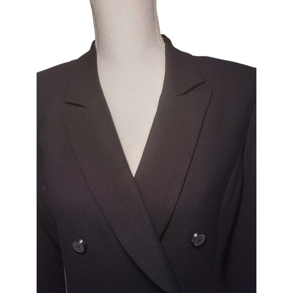 Kasper Womens Blazer Jacket Long Sleeves Double Breasted Peak Lapel Black LP - Picture 8 of 9